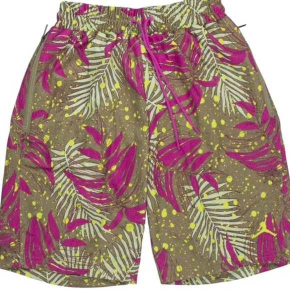 Nike Air Jordan Jumpman Unisex Athletic Shorts Pink & Tan Palm Print size L - Picture 5 of 5